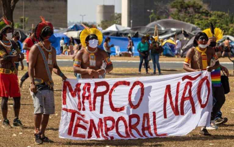 Manifestação contra o Marco Temporal. Foto: Apib/Pí Suruí.