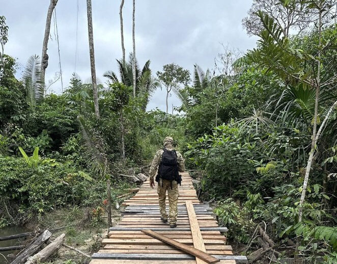 Infraestruturas encontradas em operação na TI Igarapé Lage. Foto: Comunicação Social da Polícia Federal em Rondônia